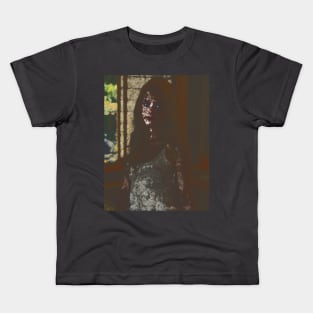 Very sad beautiful girl with blue eyes, rough and noisy textures. So beautiful, so sad. Kids T-Shirt